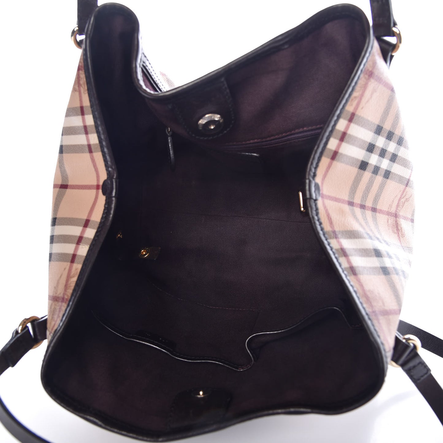 Suede Haymarket Check Colorblock Small Canterbury Tote Plum