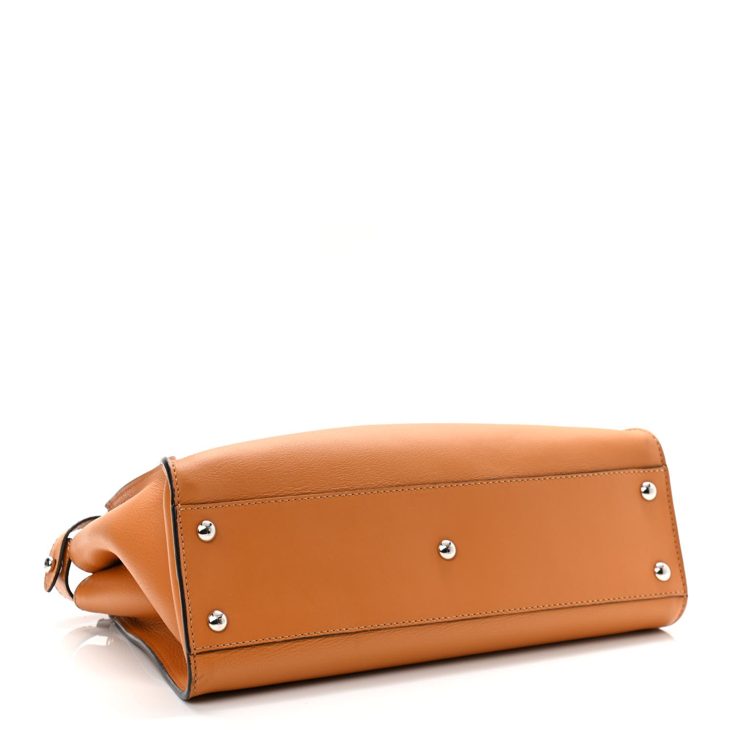 Fendi Vitello Seta Shiny Nappa Plexiglass Granite Medium Peekaboo Iconic Satchel Ginger Latte 4 of 11