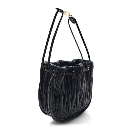 Miu Miu Nappa Matelasse Mini Drawstring Bucket Bag Black 3 of 9