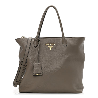 Prada Vitello Daino Zippered Tote Argilla 1 of 12