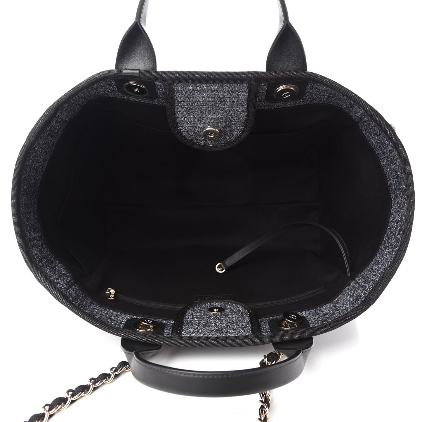 Lurex Boucle Medium Deauville Tote Black