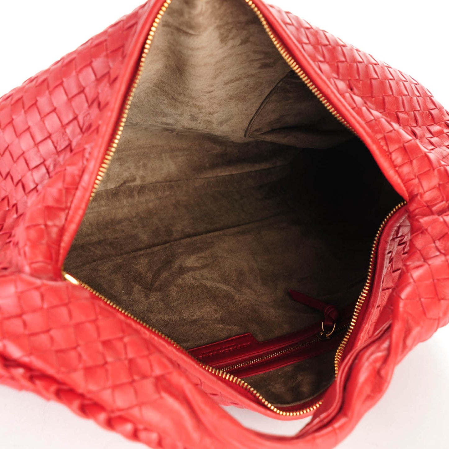 Nappa Intrecciato Large Veneta Hobo Crimson