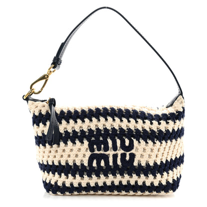 Miu Miu Fabric Crochet Pouch Blue White 1 of 9