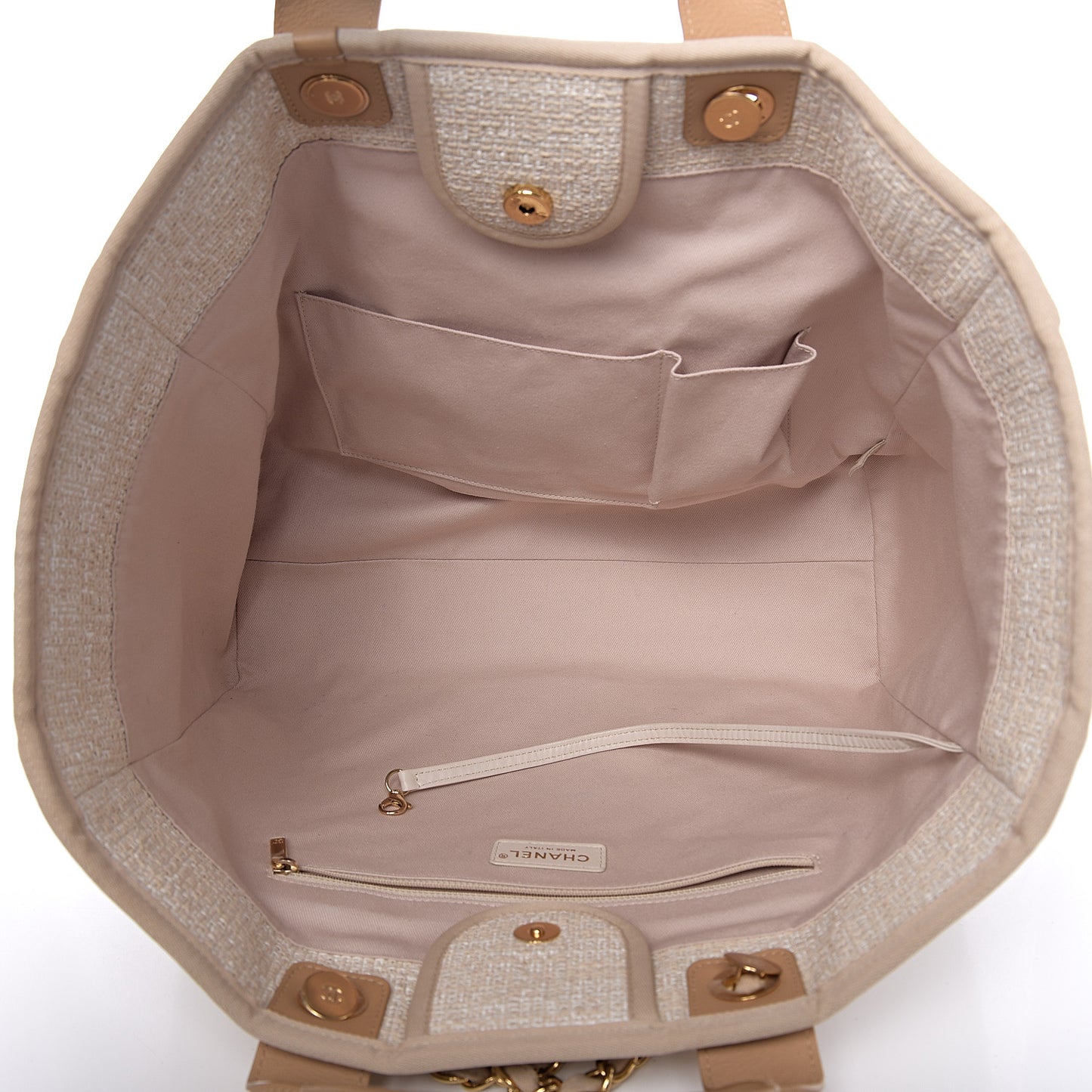 Lurex Boucle Large Deauville Tote Light Beige