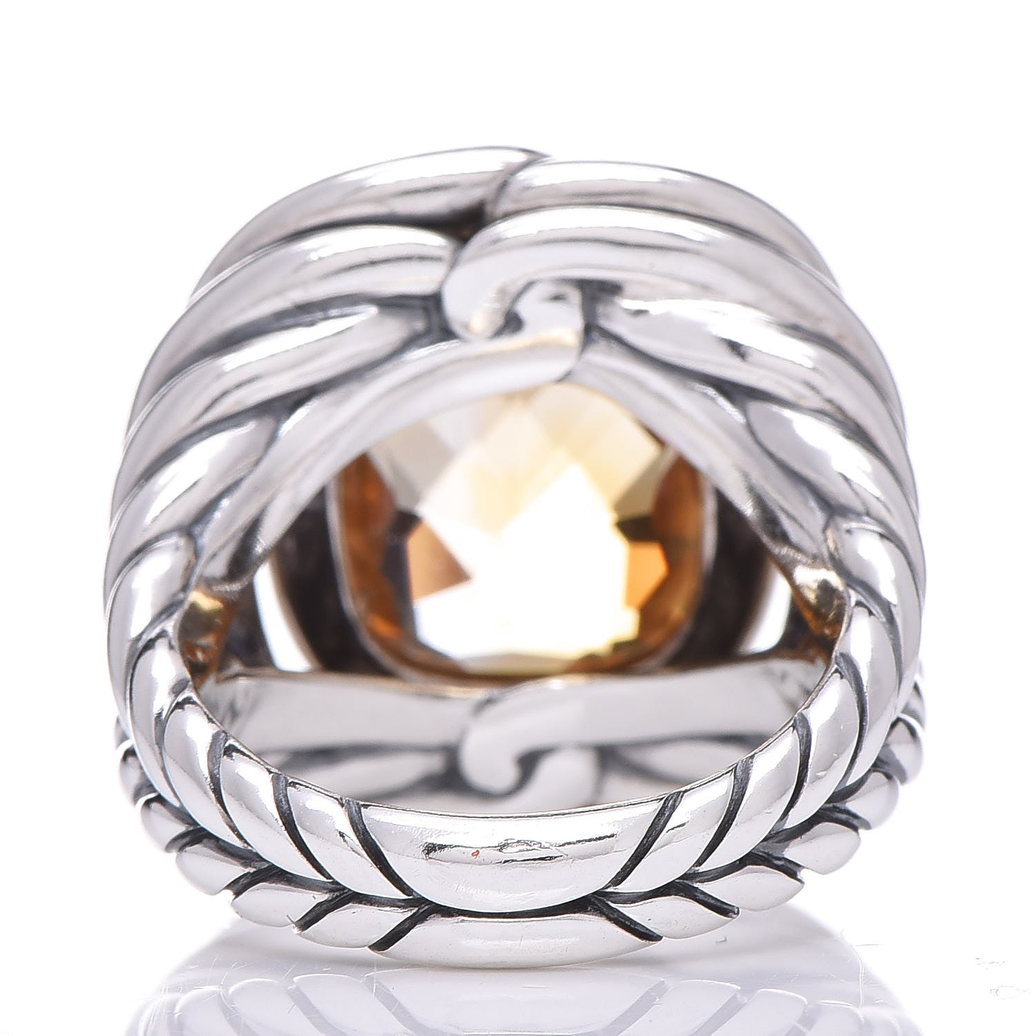 David Yurman Sterling Silver Diamond Citrine 14mm Labyrinth Ring 52 6 4 of 5