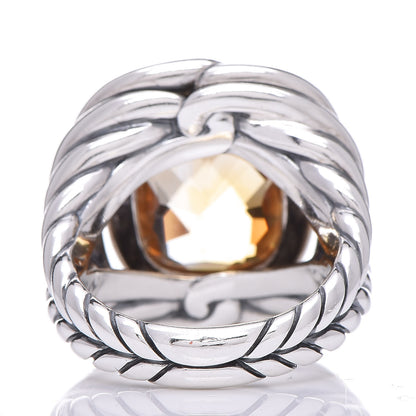 David Yurman Sterling Silver Diamond Citrine 14mm Labyrinth Ring 52 6 4 of 5