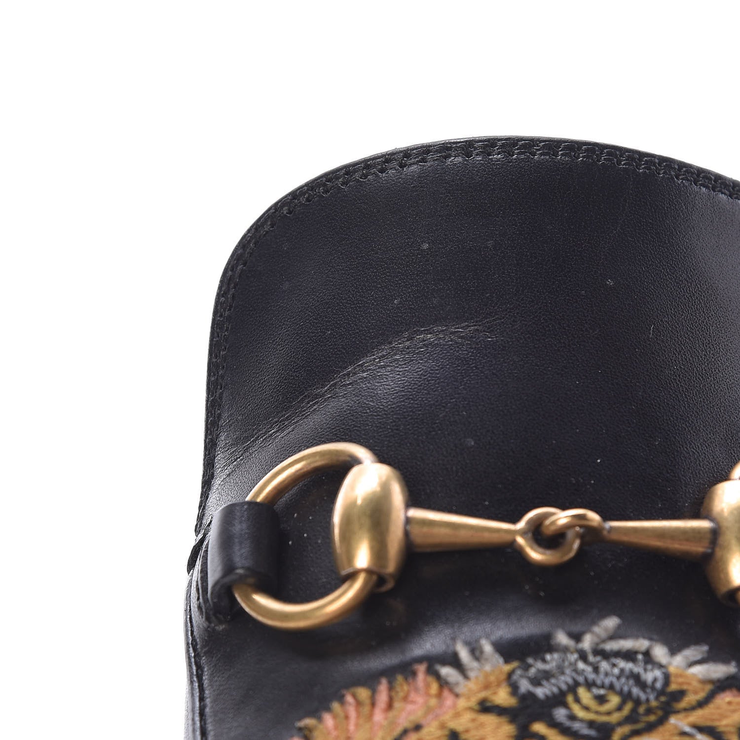 Gucci Calfskin Tiger Embroidered Mens Princetown Slippers 7 Black 16 of 19
