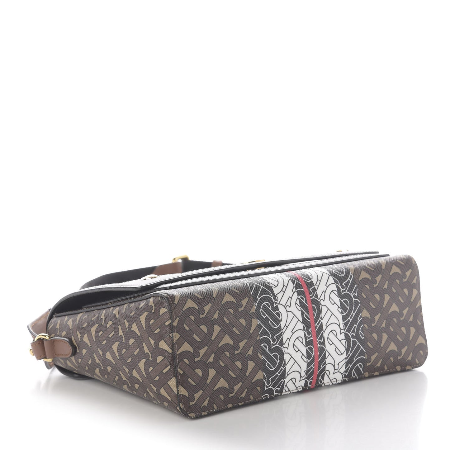 E-Canvas Monogram Stripe Note Crossbody Bag Bridle Brown