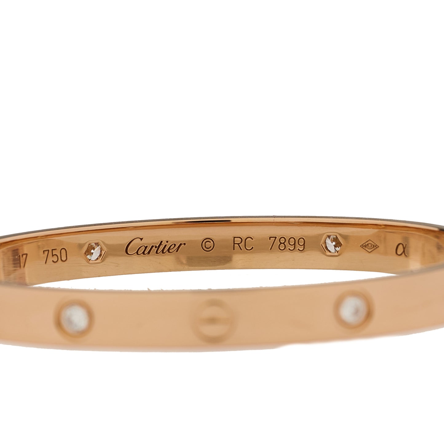 18K Pink Gold 4 Diamond LOVE Bracelet 17