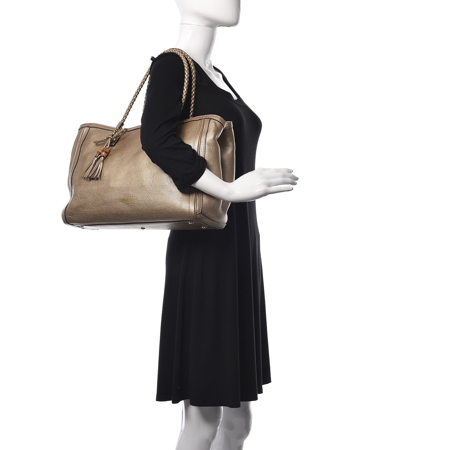 Metallic Pebbled Calfskin Medium Bella Tote Gold