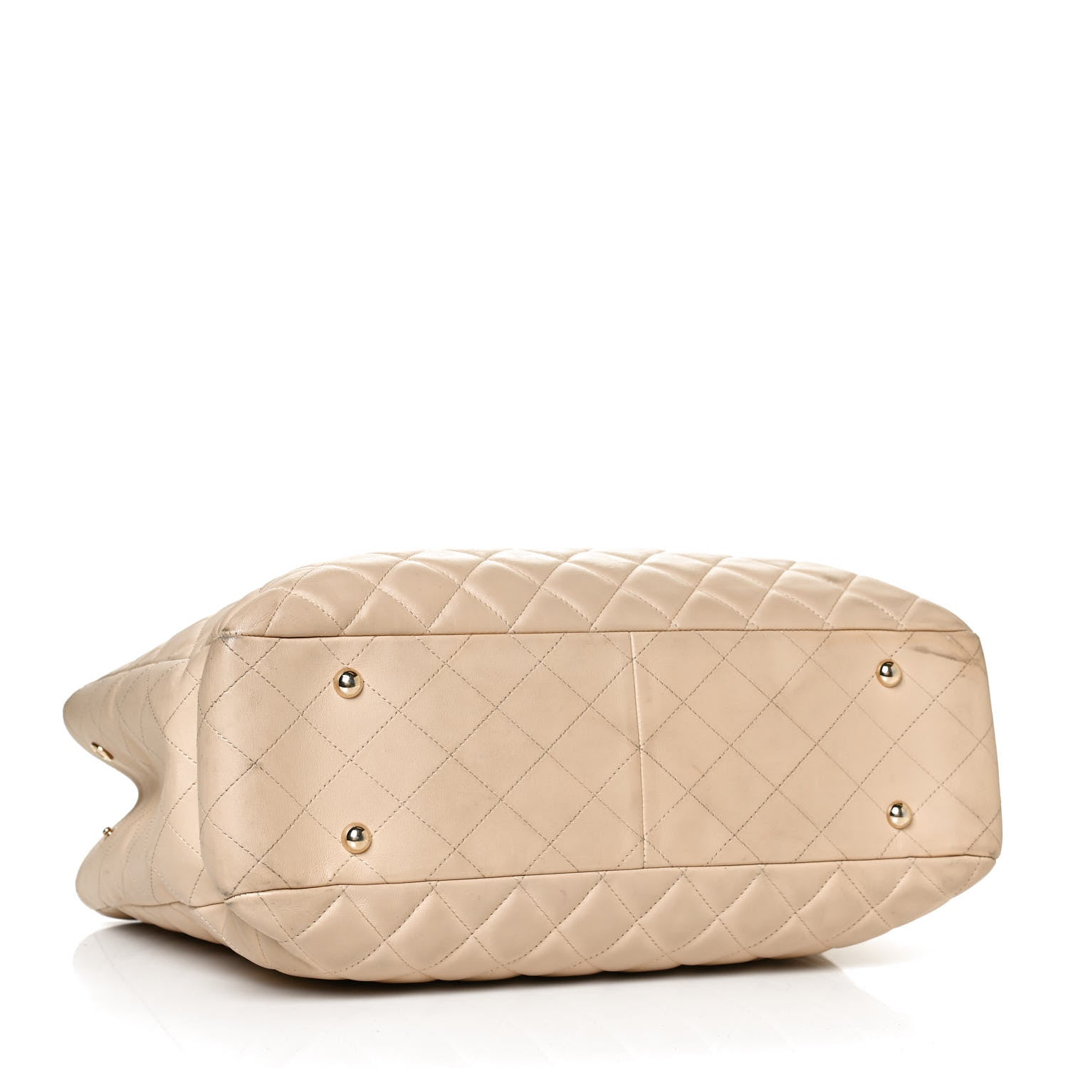 Chanel Calfskin Quilted Large CC Shopping Tote Beige 4 of 10