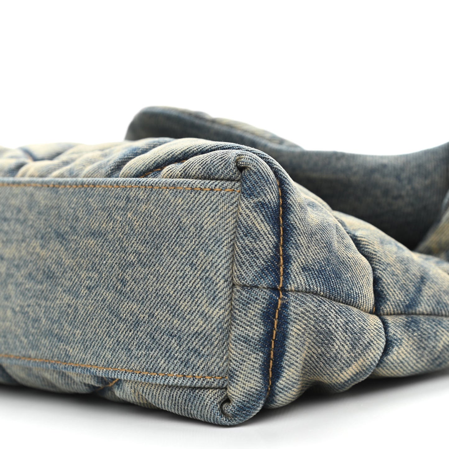 Denim Quilted Toy Loulou Puffer Monogram Chain Satchel Blue Black