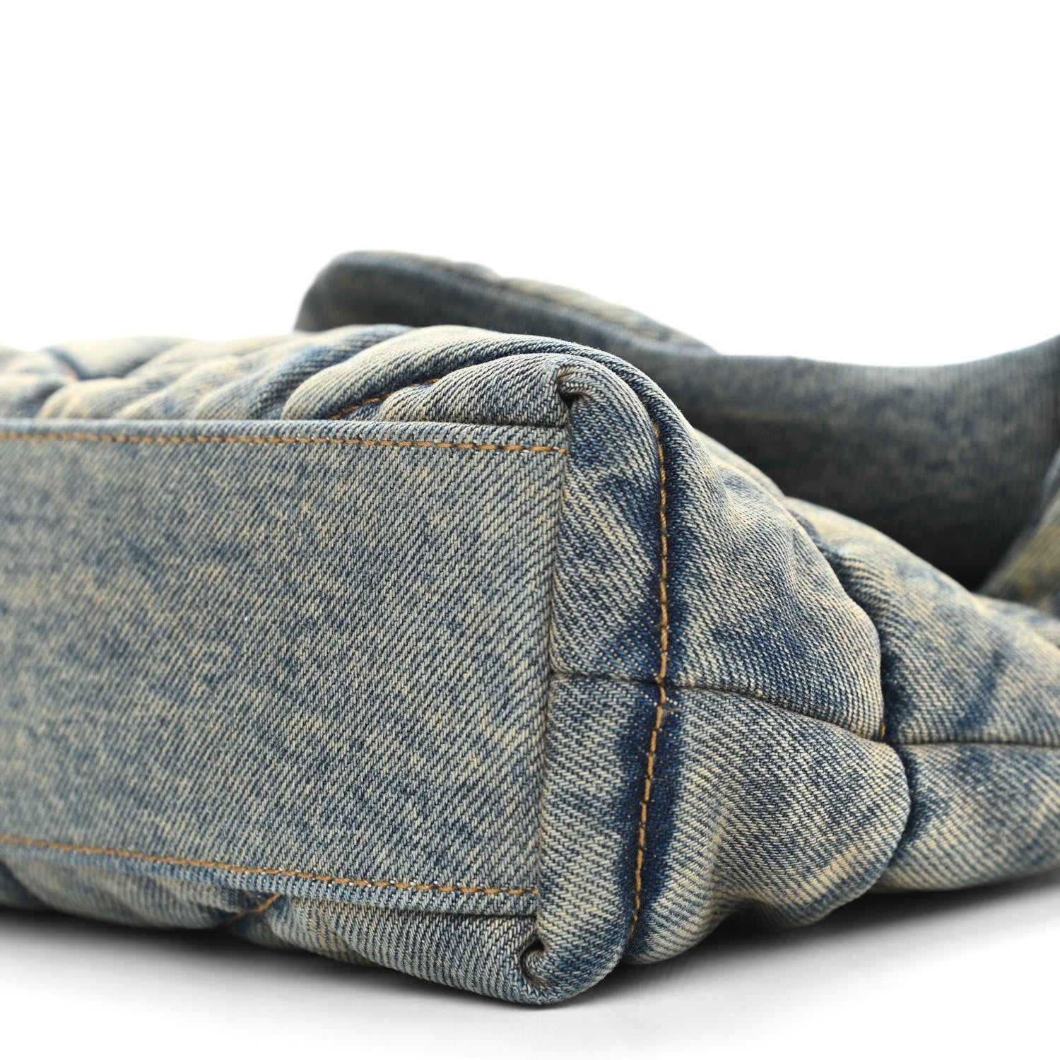 Saint Laurent Denim Quilted Toy Loulou Puffer Monogram Chain Satchel Blue Black 10 of 11