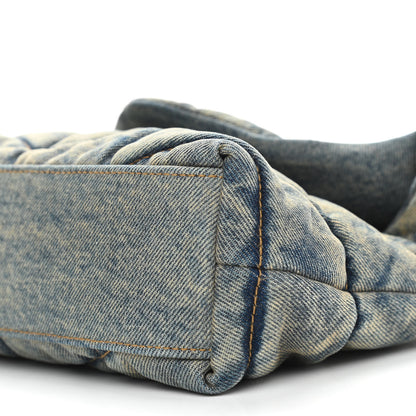 Saint Laurent Denim Quilted Toy Loulou Puffer Monogram Chain Satchel Blue Black 10 of 11