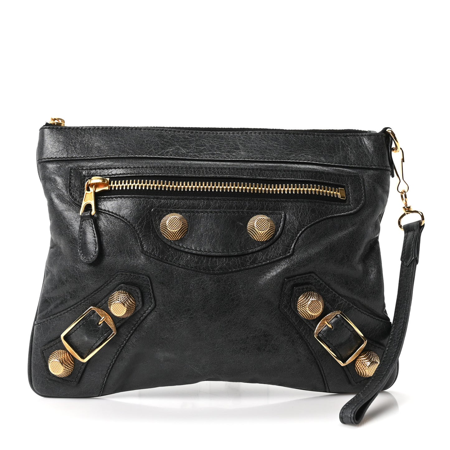 Chevre Giant 21 Gold Hardware Flat Handle Clutch Evergreen