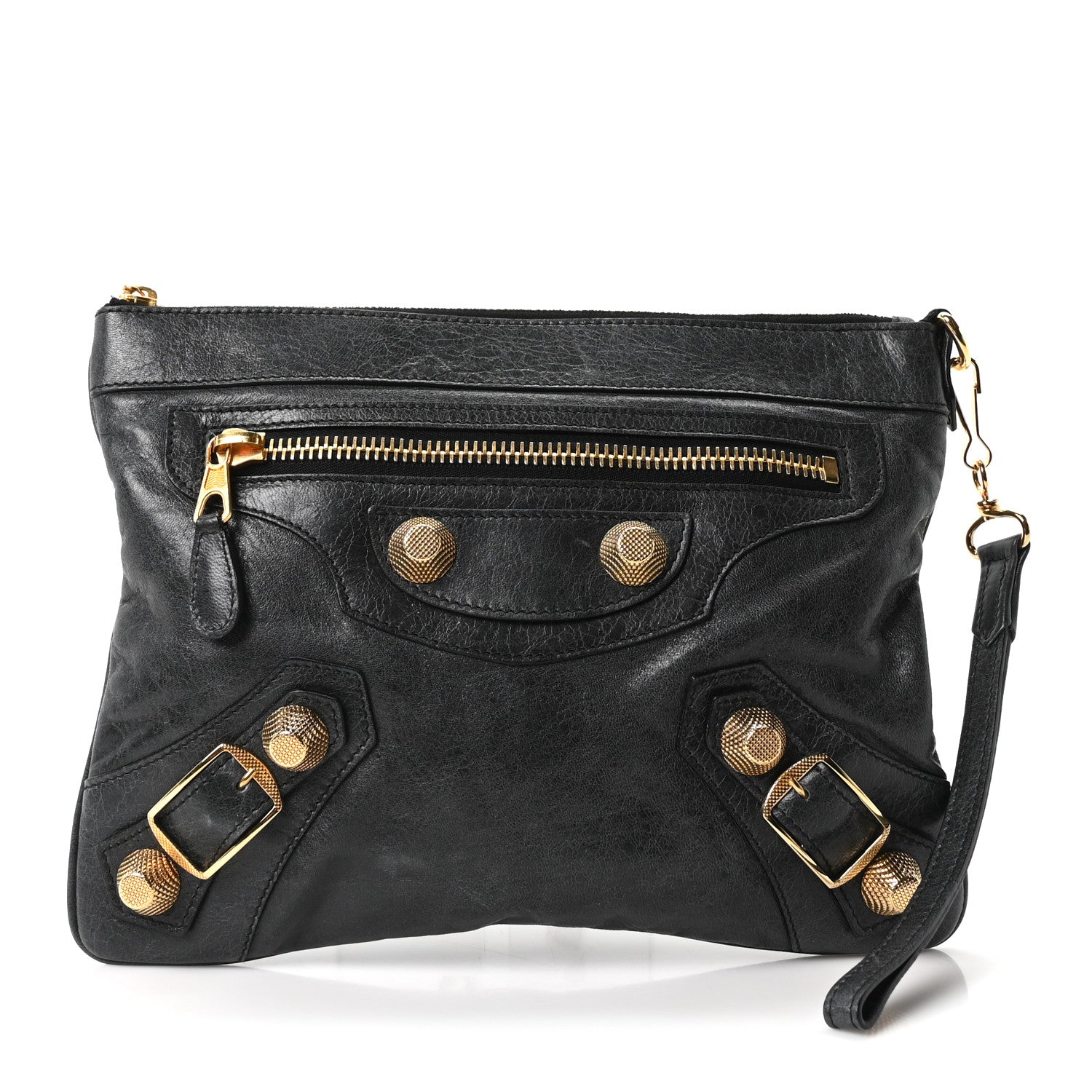 Balenciaga Chevre Giant 21 Gold Hardware Flat Handle Clutch Evergreen 1 of 10