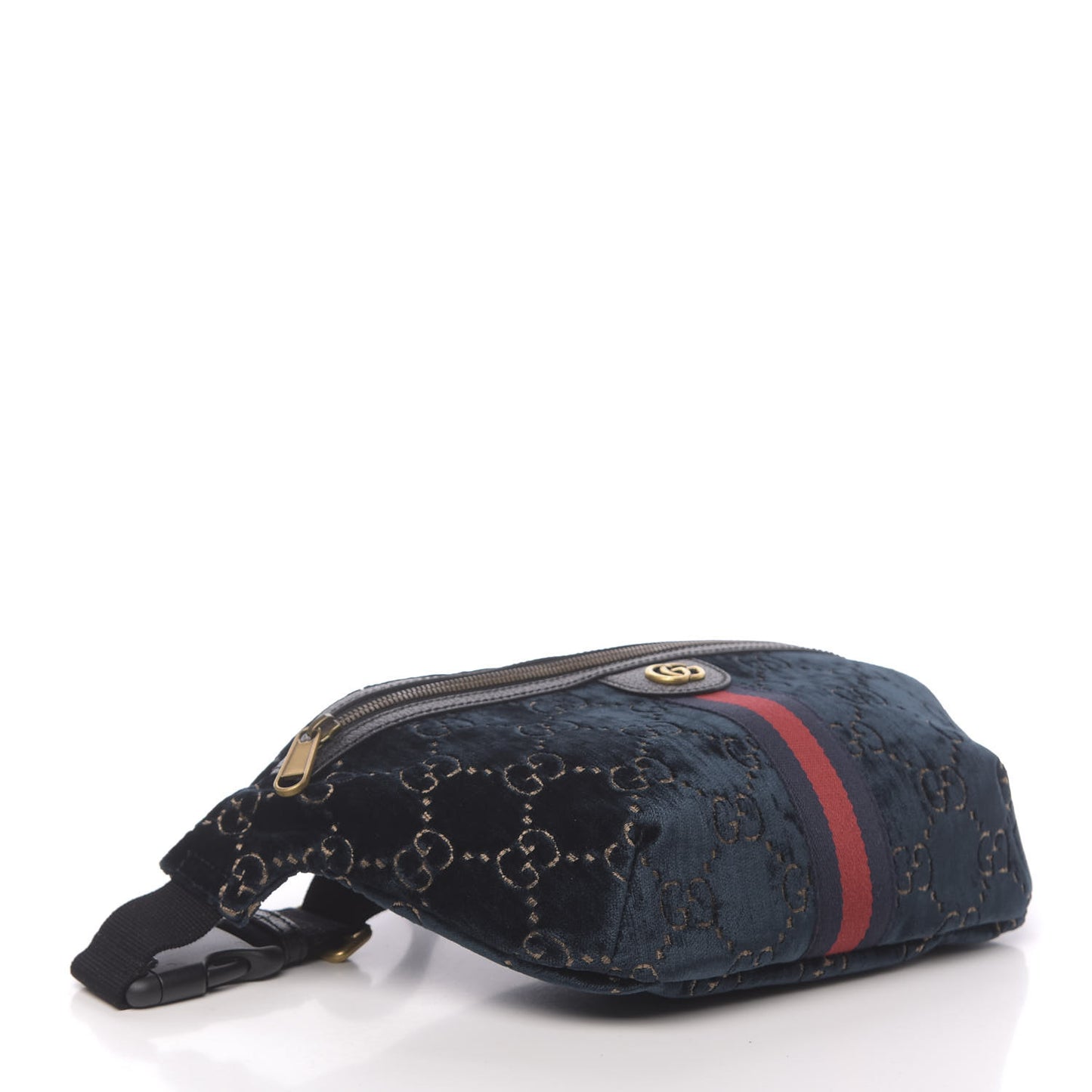 Velvet GG Monogram Web Belt Bag Blue Beige