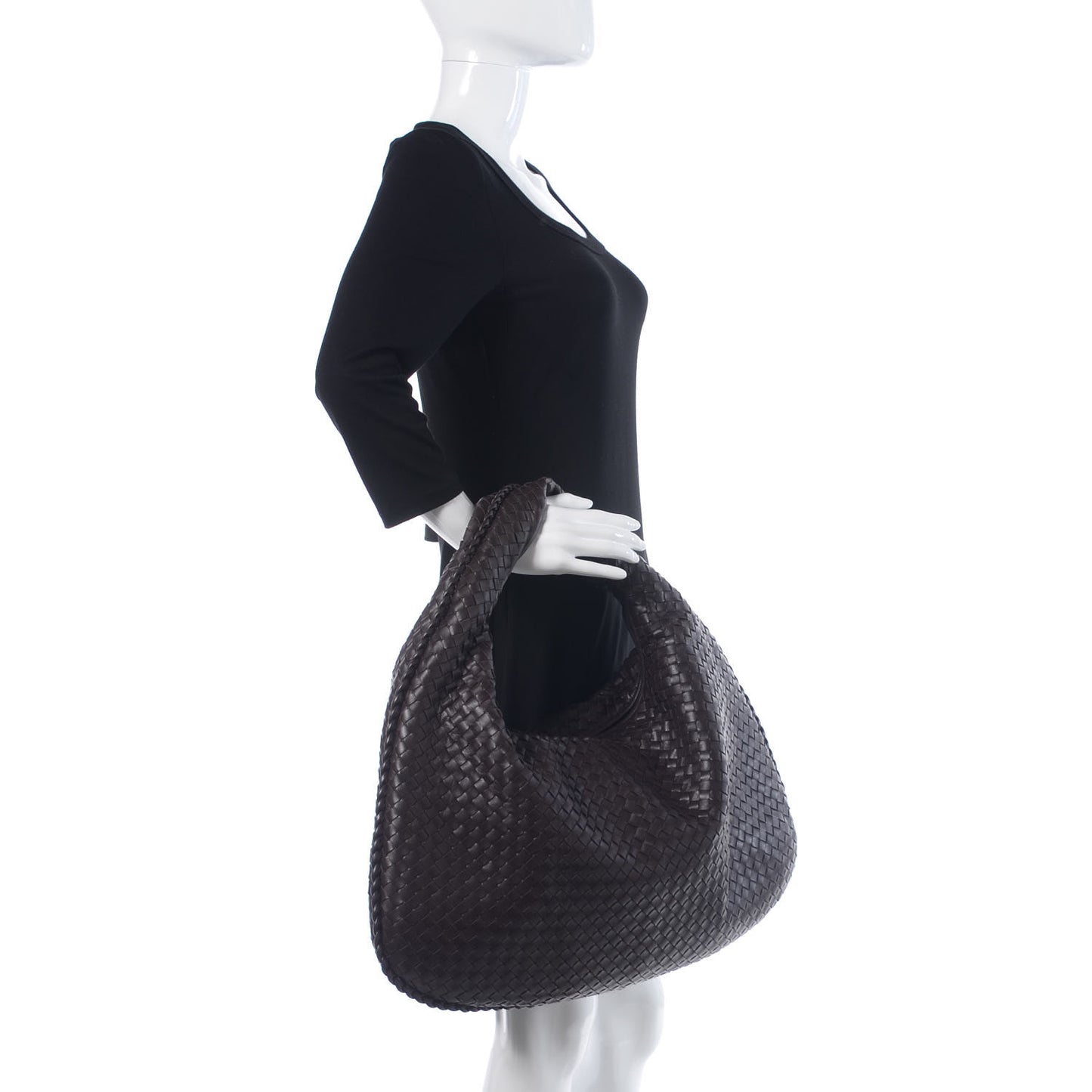 Nappa Intrecciato Maxi Veneta Hobo Ebano