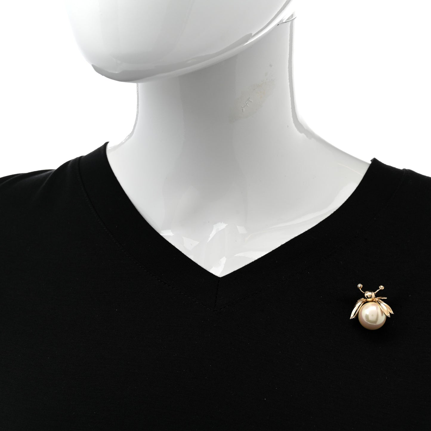 Crystal Pearl Bug Brooch Gold