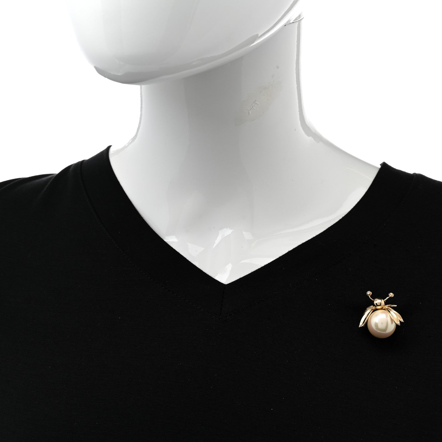 Christian Dior Crystal Pearl Bug Brooch Gold 2 of 6