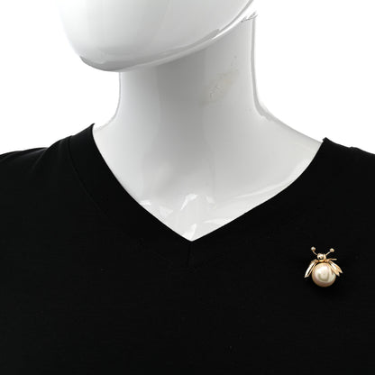 Christian Dior Crystal Pearl Bug Brooch Gold 2 of 6