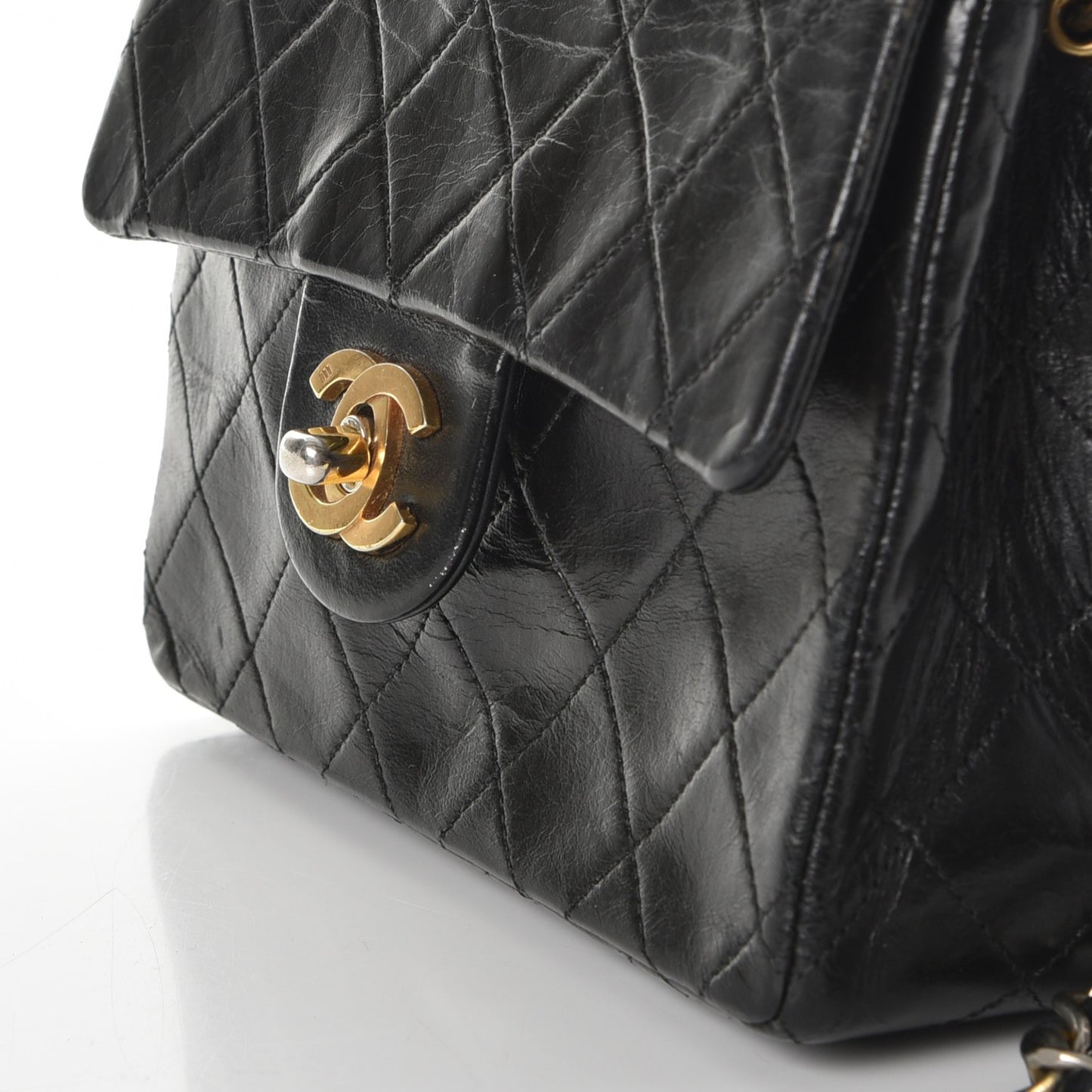 Lambskin Quilted Mini Square Flap Black