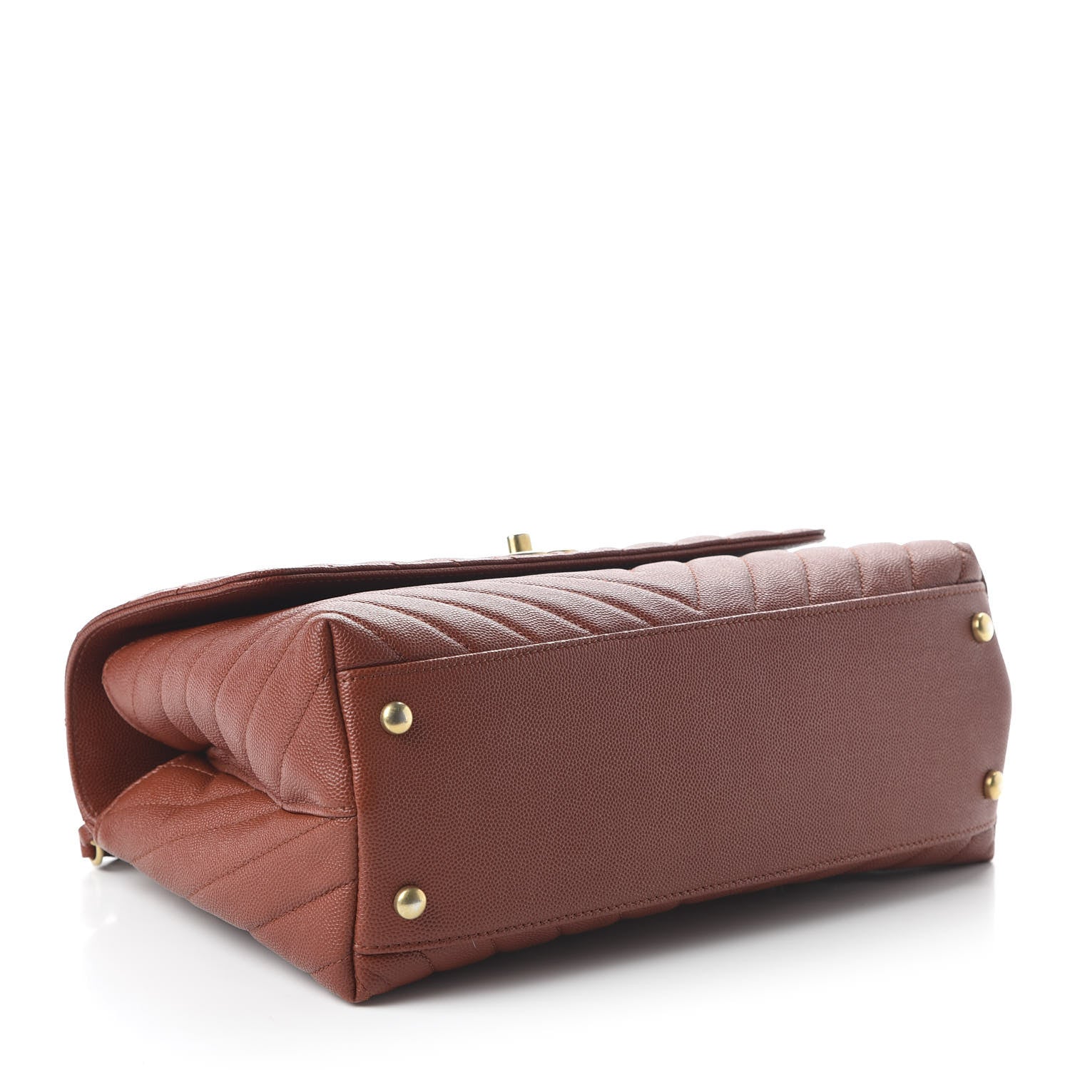 Chanel Caviar Lizard Chevron Quilted Small Coco Handle Flap Dark Orange 4 of 11