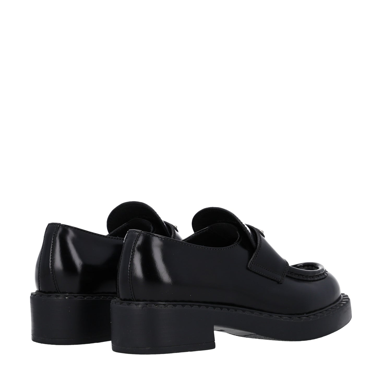 Spazzolato Metal Triangle Logo 50mm Loafers 36 Black