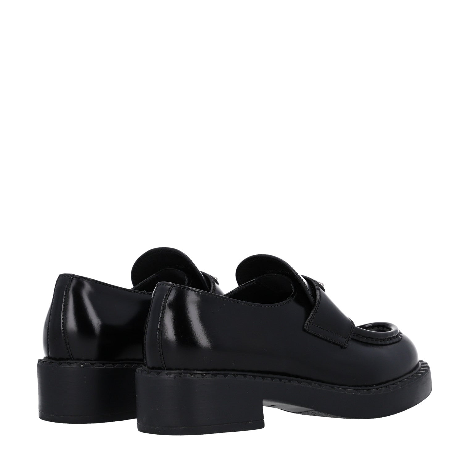 Prada Spazzolato Metal Triangle Logo 50mm Loafers 36 Black 5 of 11