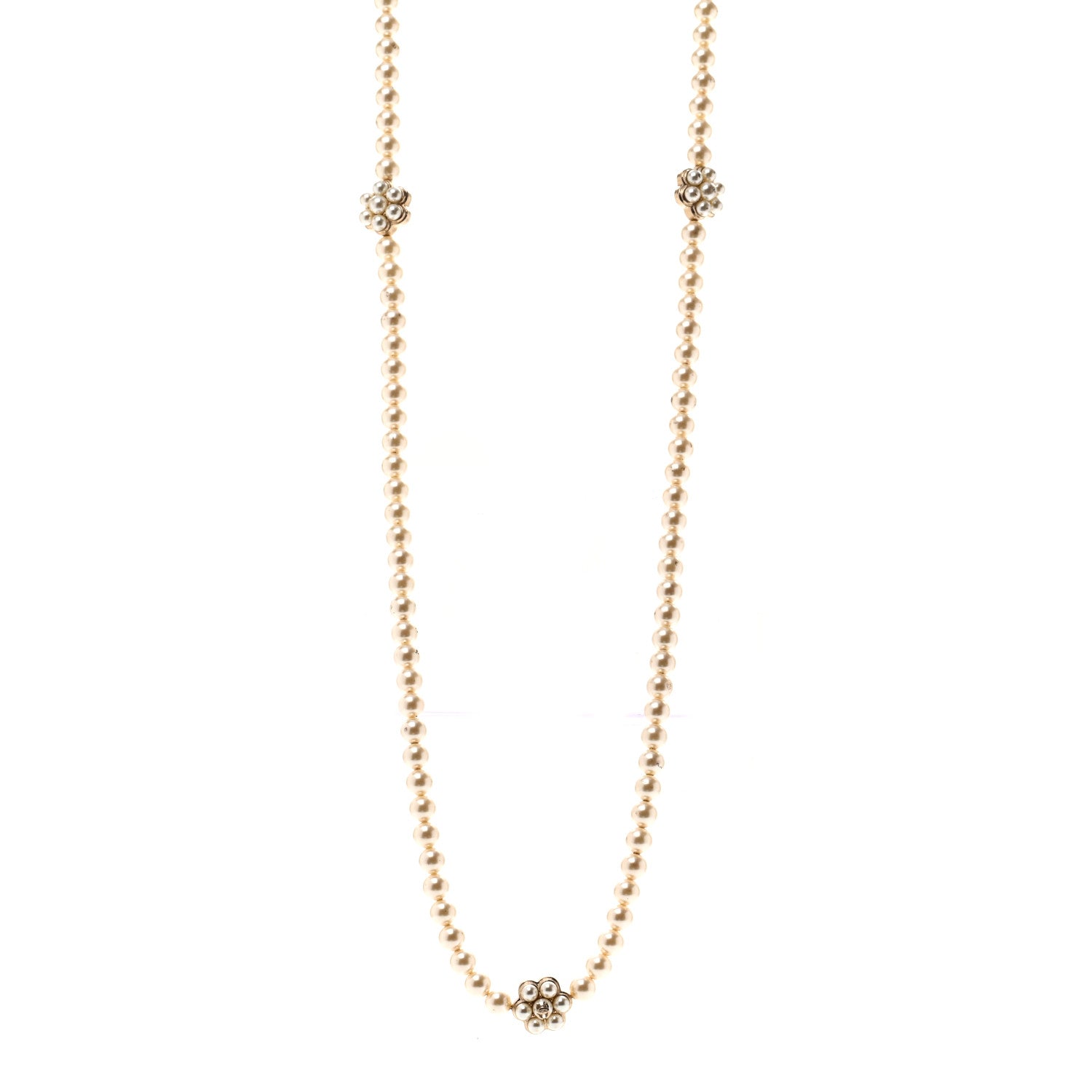 Chanel Pearl CC Camellia Long Necklace Gold 1 of 7