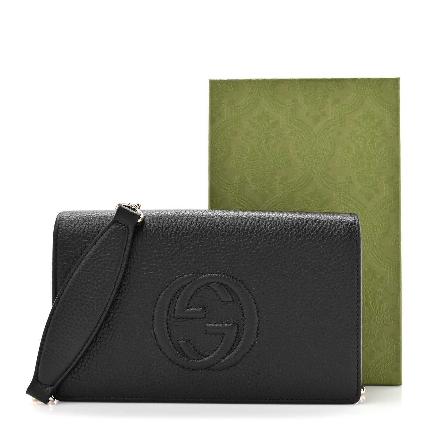 Gucci Pebbled Calfskin Soho Wallet On Chain Black 10 of 10
