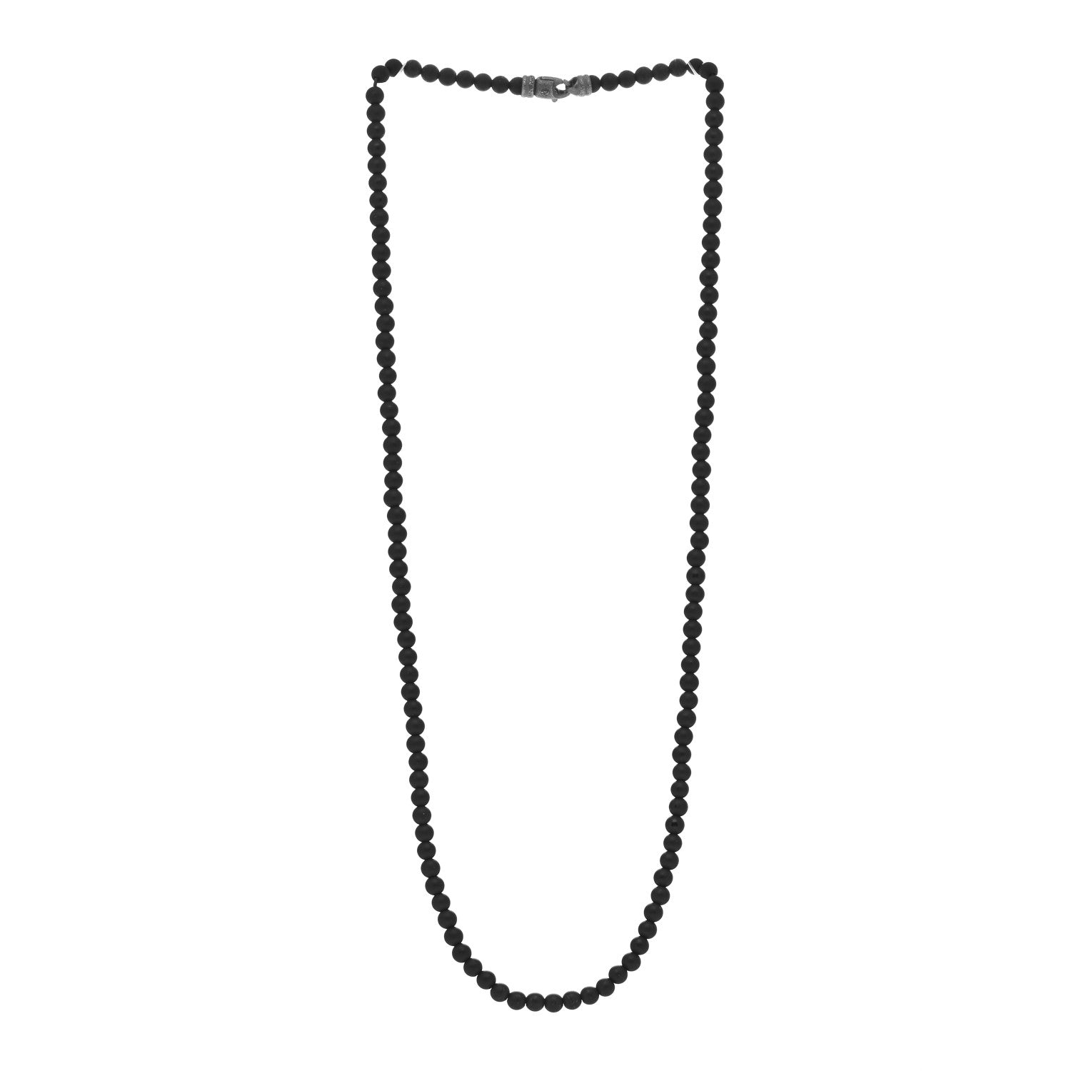 David Yurman Sterling Silver Black Onyx 5mm Spiritual Beads Necklace 3 of 4