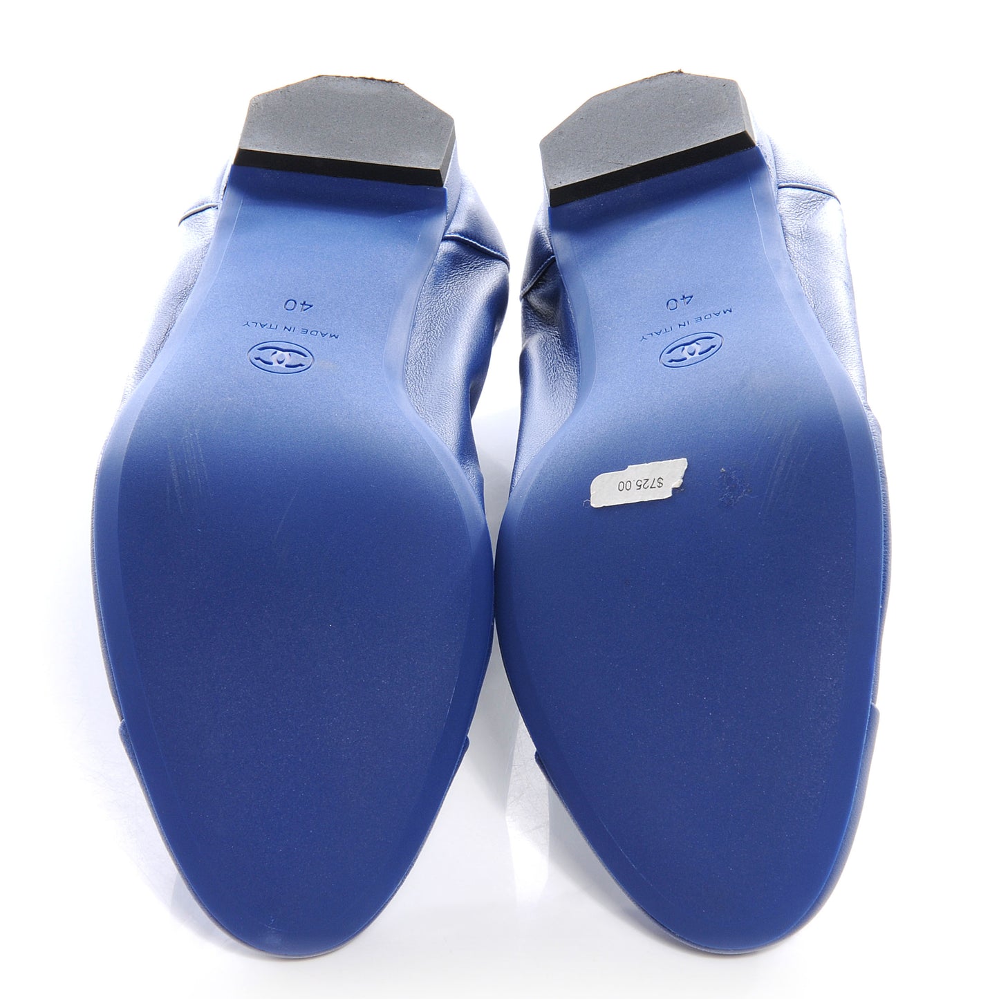 Leather Cap Toe Ballet Flats 40 Royal Blue