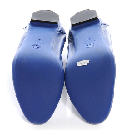 Chanel Leather Cap Toe Ballet Flats 40 Royal Blue 5 of 7