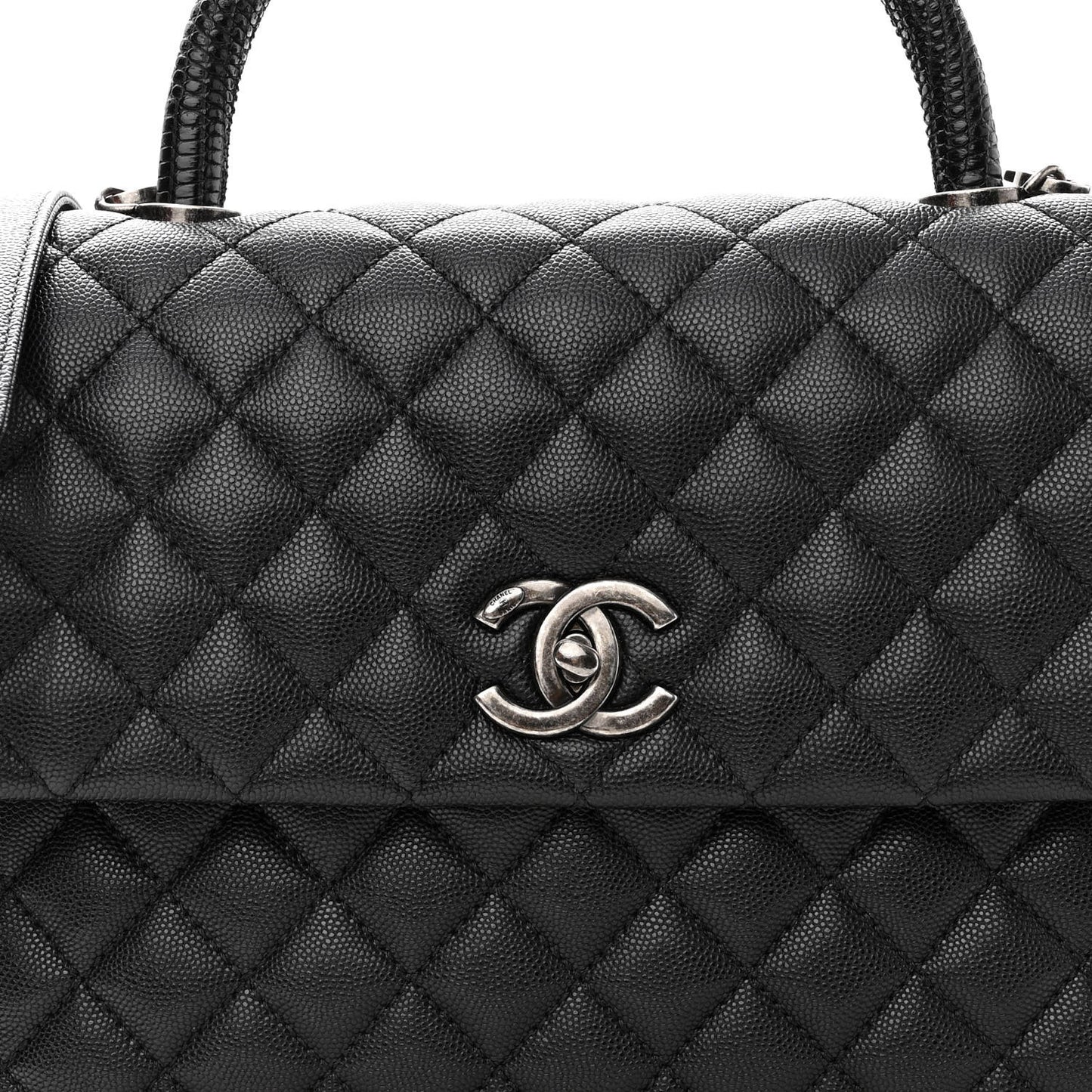 Caviar Quilted Medium Coco Handle Flap Black