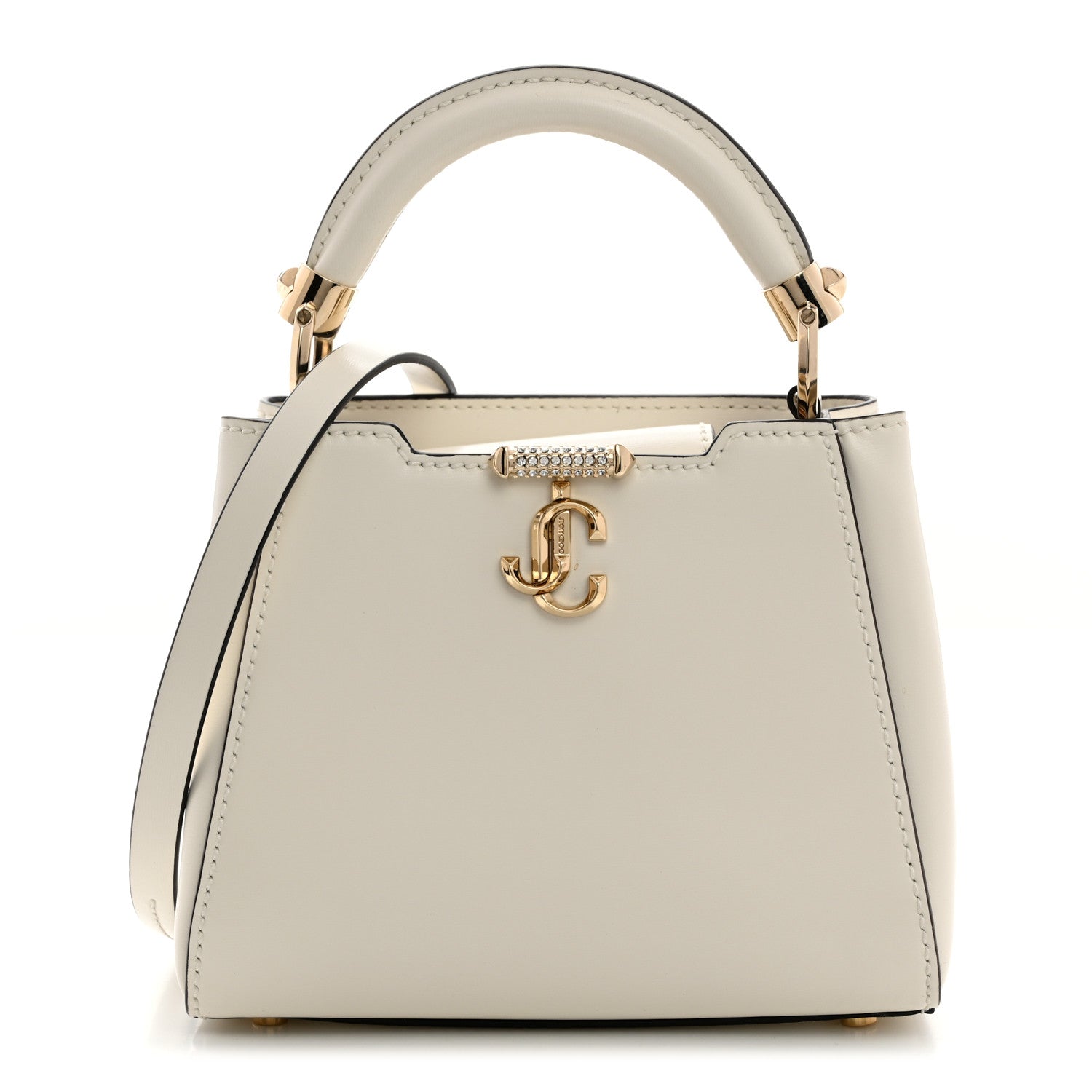 Jimmy Choo Calfskin Mini Varenne Top Handle Satchel White 1 of 10