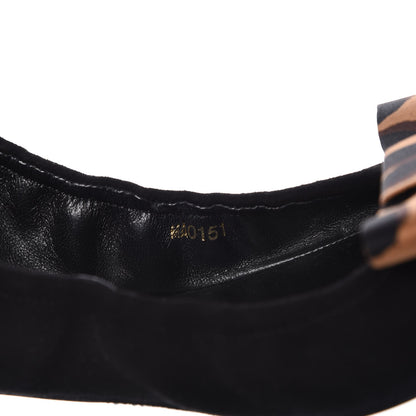 Louis Vuitton Suede Satin Leopard Mimi Bow Ballerina Flats 38.5 Black 9 of 13