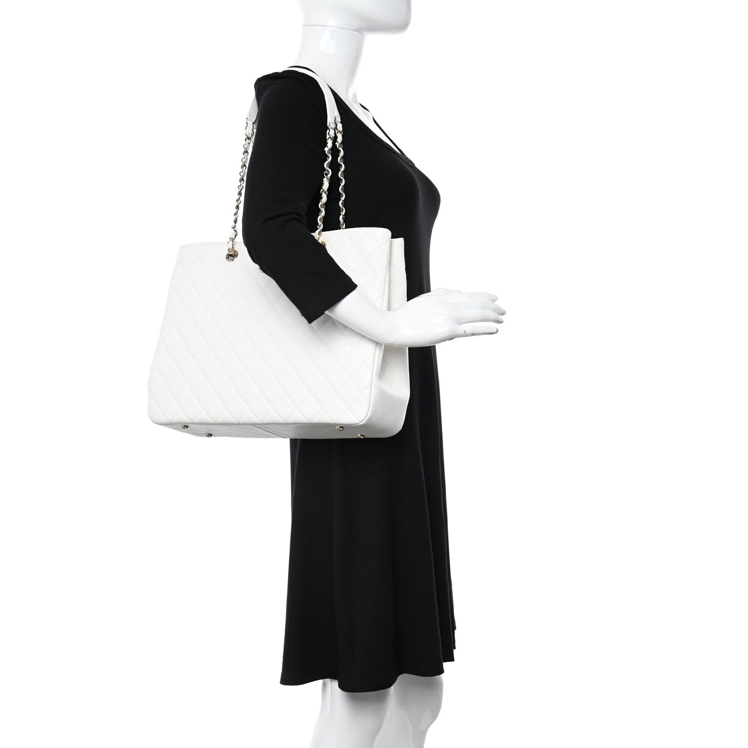 Chanel Caviar Quilted Large Classic Shopping Tote White 2 of 10