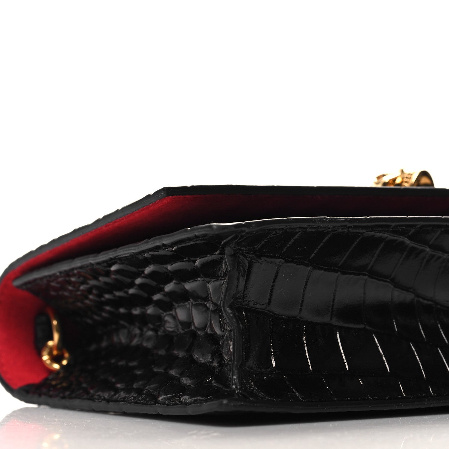 Alexander McQueen Calfskin Crocodile Embossed Skull Mini Crossbody Bag Black 8 of 9