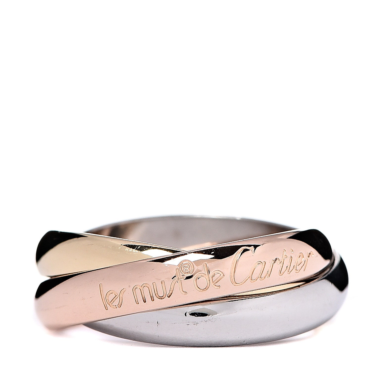 Cartier 18K Pink Yellow White Gold Classic Les Must De Trinity Ring 53 6.25 1 of 5