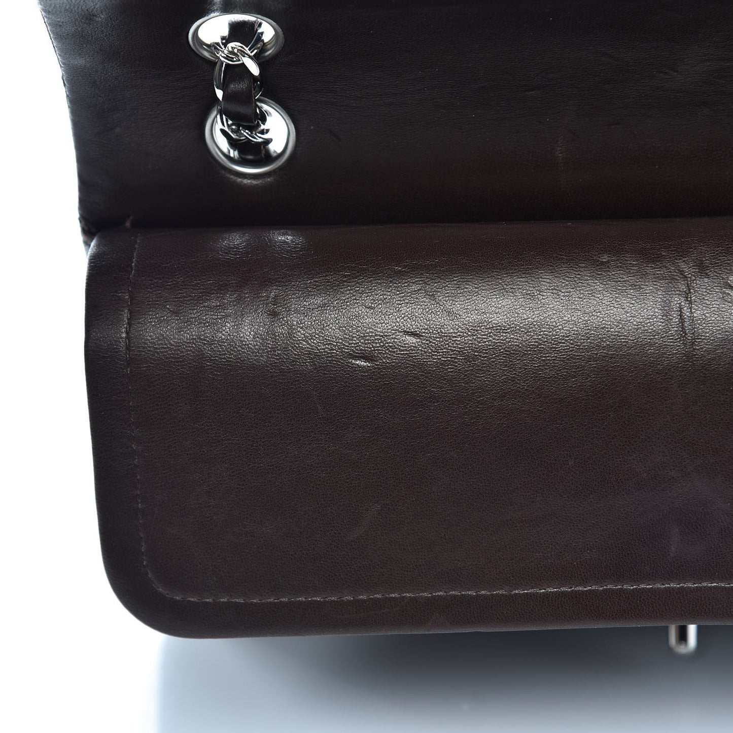 Lambskin Quilted Medium Double Flap Brown