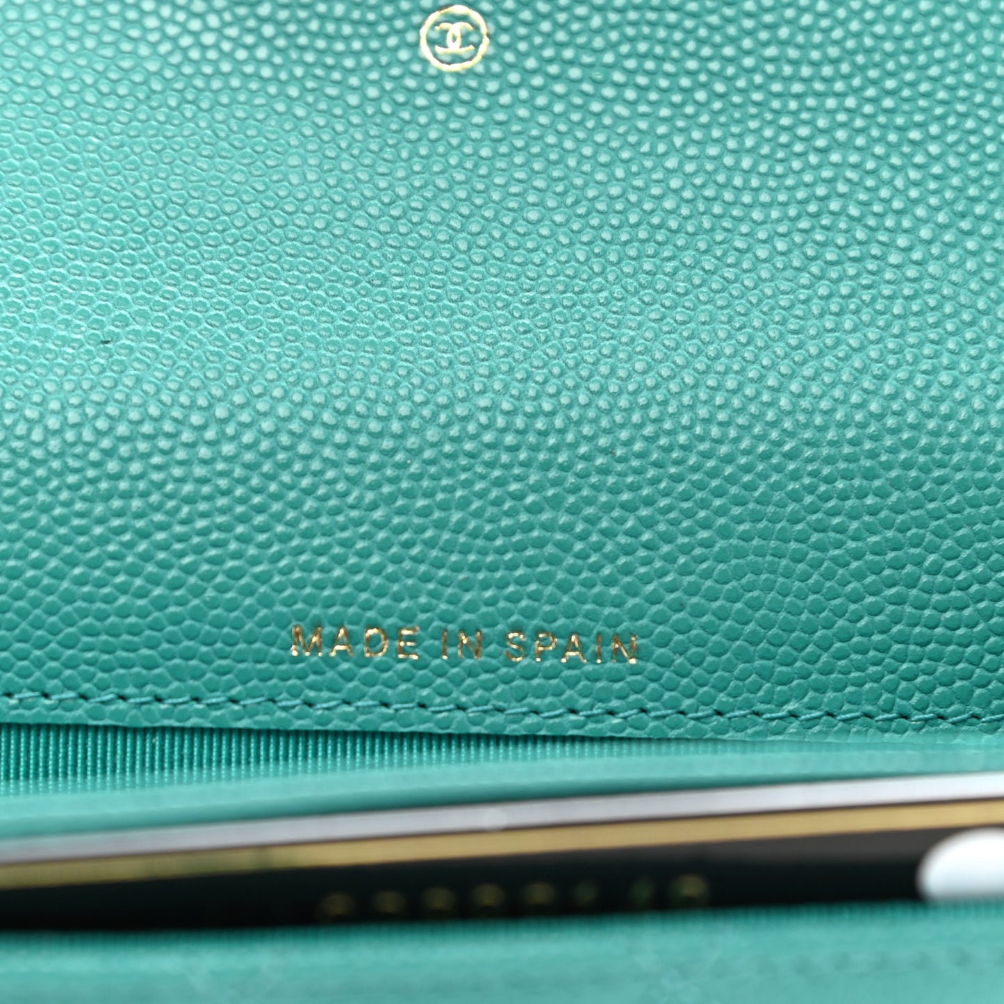 Caviar Quilted Flap Card Holder Wallet Green