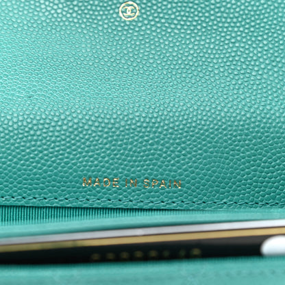 Chanel Caviar Quilted Flap Card Holder Wallet Green 6 of 7