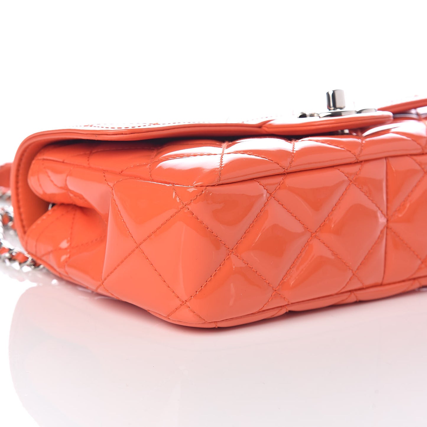 Patent Quilted Small Coco Shine Flap Orange