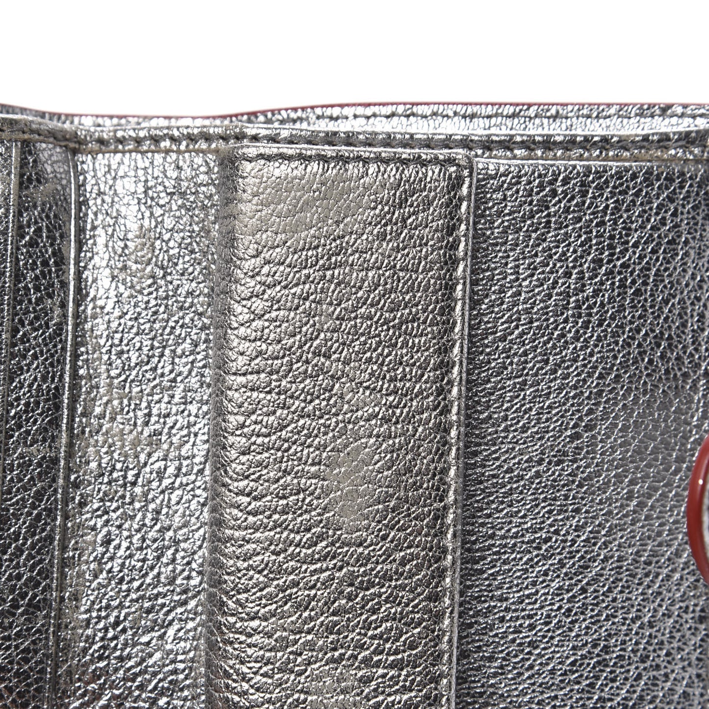 Metallic Goatskin Madras Love Forever Wallet Cromo
