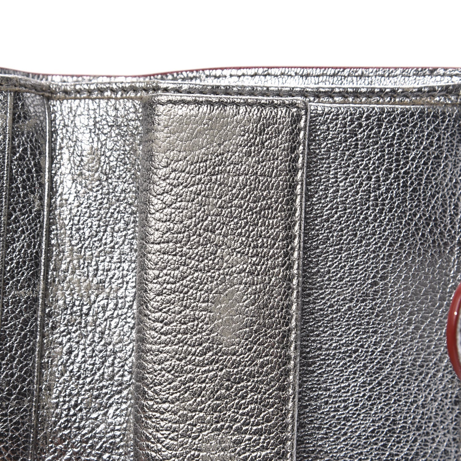 Miu Miu Metallic Goatskin Madras Love Forever Wallet Cromo 7 of 9