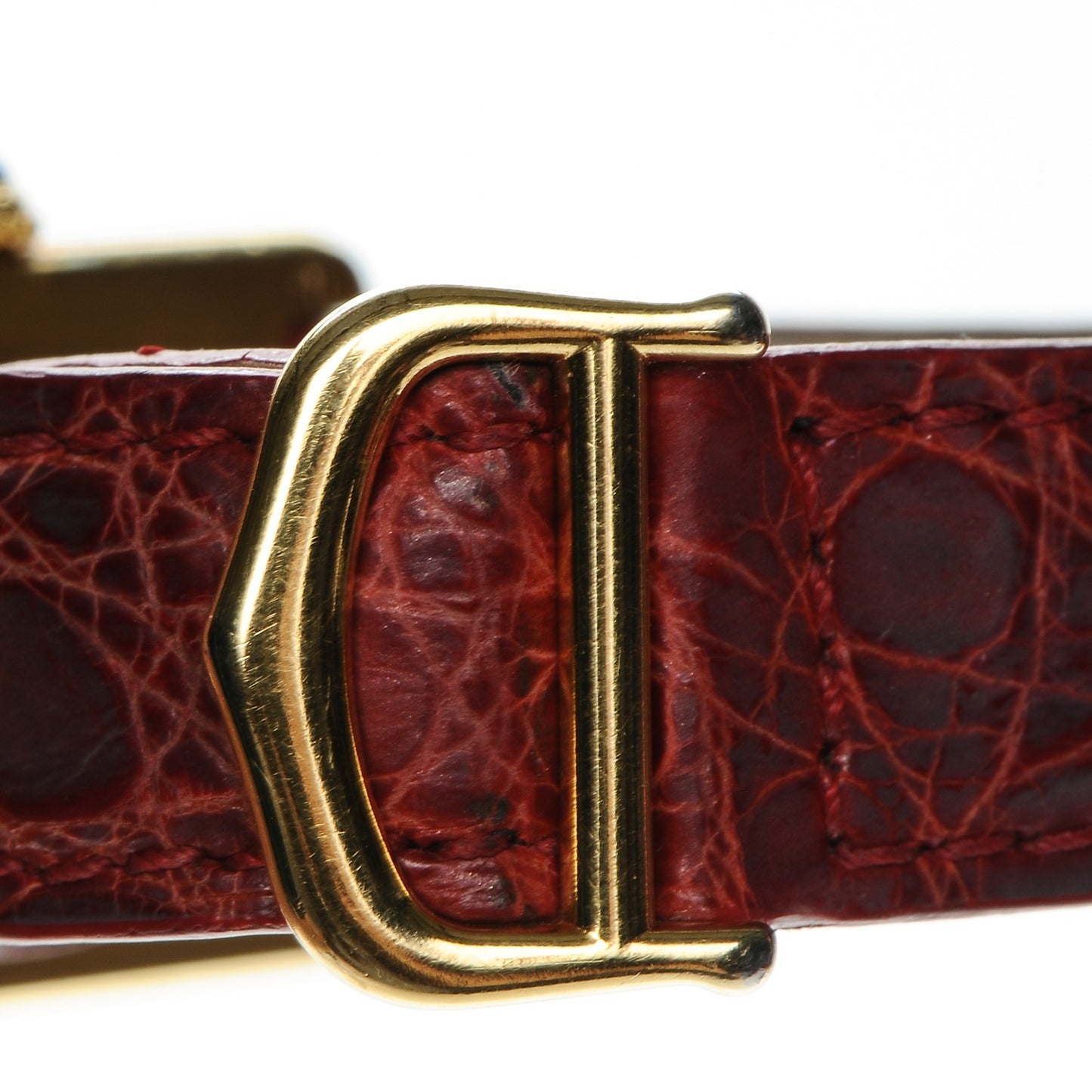 Sterling Silver Vermeil Alligator 20mm Must de Cartier Tank Quartz Watch Red