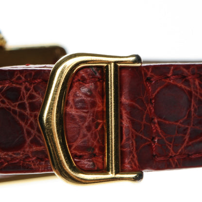 Cartier Sterling Silver Vermeil Alligator 20mm Must de Cartier Tank Quartz Watch Red 10 of 11
