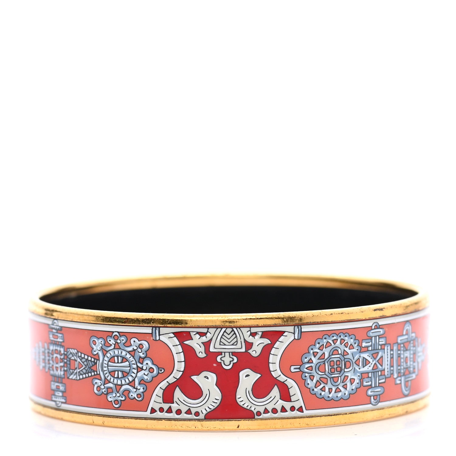 Hermes Enamel Printed Wide Birds Bracelet 65 3 of 7