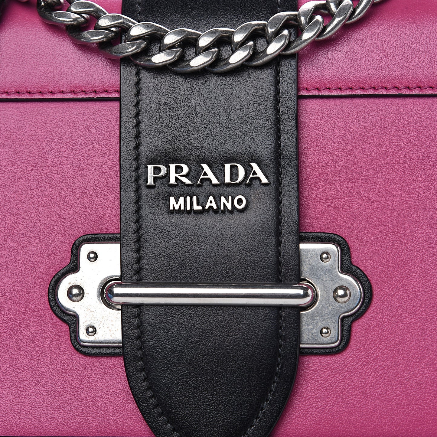 City Calf Saffiano Studded Cahier Bag Fuxia Black